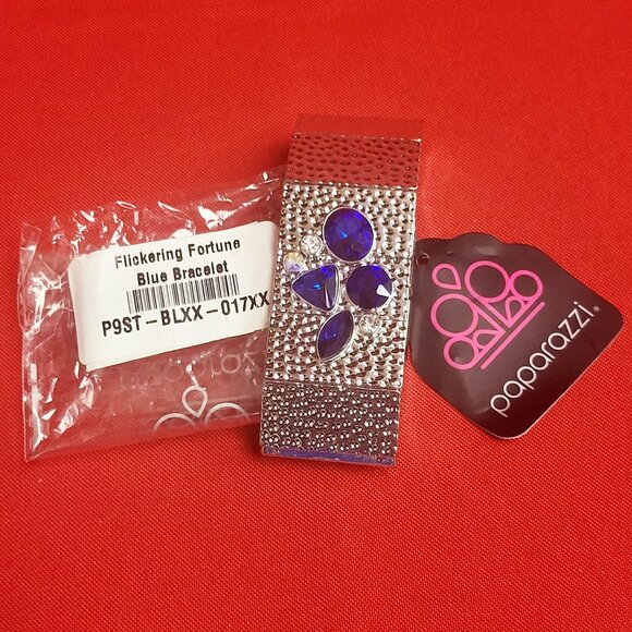 Paparazzi Flickering Fortune Blue Bangle Bracelet - Picture 3 of 10